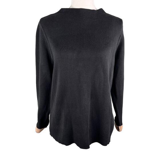 Eileen Fisher Sweater Large Silk Blend Black Beige Contrast Sleeve - Picture 15 of 15